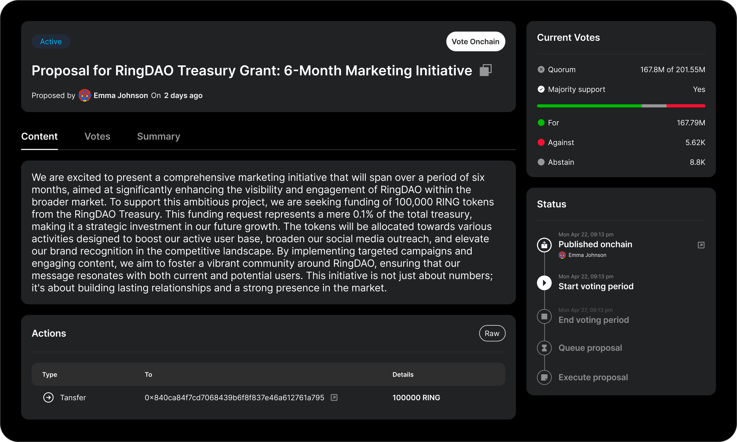 Proposal Tracking screenshot